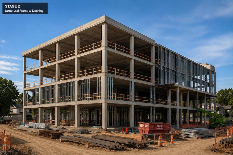 Commercial building shell construction